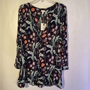 Hinge XS extra small dress romper navy stems NWT New